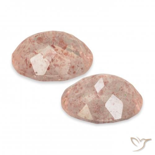 أحجار كوارتز الفراولة Light Grapefruit Pink طبيعية، بيضوي، شفاف، وزنها 6.89 قيراط