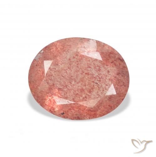 3.26ct طبيعي وردى متوسط كوارتز الفراولة, بيضوي, شفاف