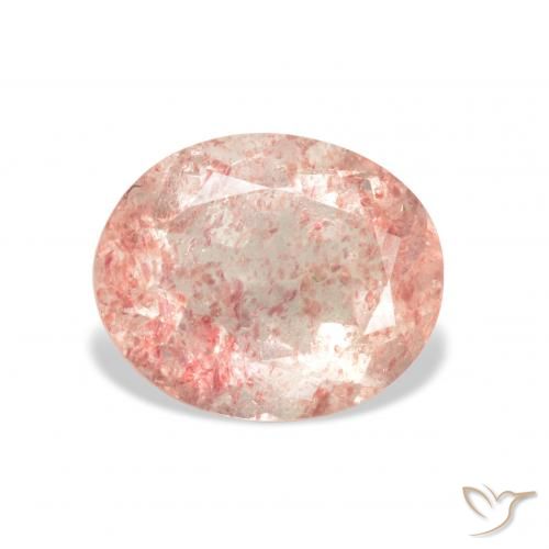 3.44ct طبيعي وردى متوسط كوارتز الفراولة, بيضوي, شفاف