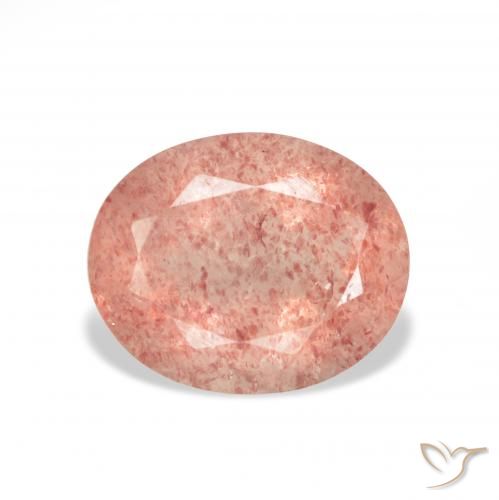 3.38ct طبيعي وردى توت العليق كوارتز الفراولة, بيضوي, شفاف