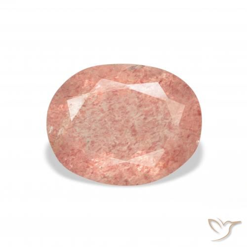 3.15ct طبيعي وردى متوسط كوارتز الفراولة, بيضوي, شفاف