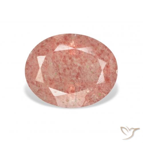 3.16ct طبيعي وردى متوسط كوارتز الفراولة, بيضوي, شفاف