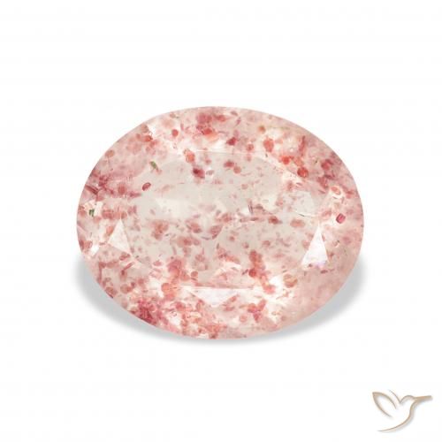 2.87ct طبيعي وردي فاتح كوارتز الفراولة, بيضوي, شفاف