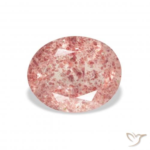 2.98ct طبيعي وردى زهرى فاتح كوارتز الفراولة, بيضوي, شفاف