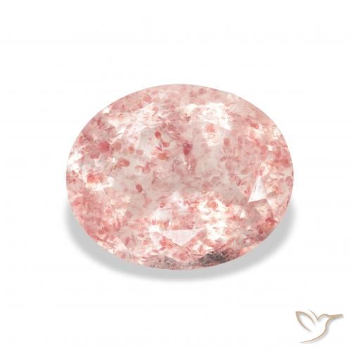 3.65ct طبيعي وردي فاتح كوارتز الفراولة, بيضوي, شفاف