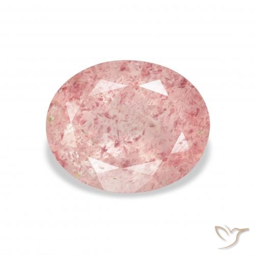 3.54ct طبيعي وردى فاقع فاتح كوارتز الفراولة, بيضوي, شفاف