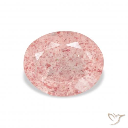 3.76ct طبيعي وردي فاتح كوارتز الفراولة, بيضوي, شفاف
