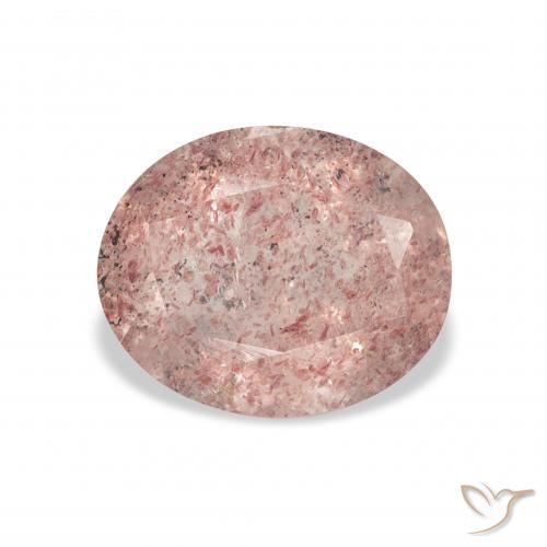 3.21ct طبيعي وردى خشب الورد فاتح كوارتز الفراولة, بيضوي, شفاف