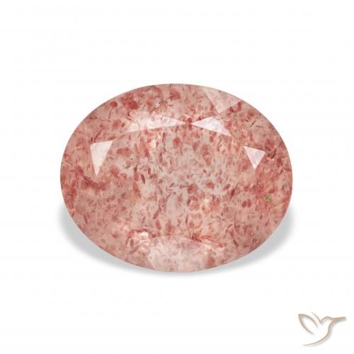 3.29ct طبيعي وردى متوسط كوارتز الفراولة, بيضوي, شفاف