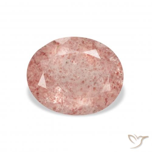 3.13ct طبيعي وردى ترابى كوارتز الفراولة, بيضوي, شفاف
