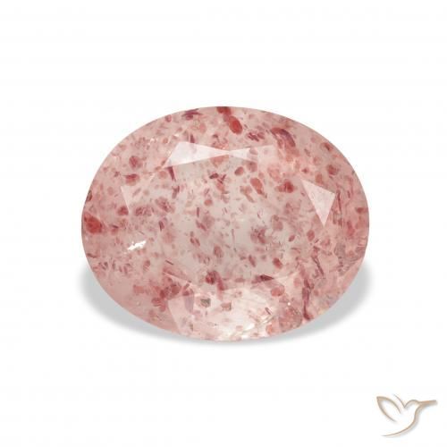 3.64ct طبيعي وردى متوسط كوارتز الفراولة, بيضوي, شفاف