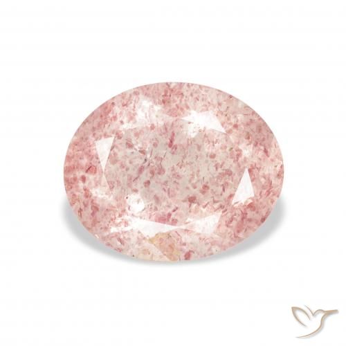 3.12ct طبيعي وردي فاتح كوارتز الفراولة, بيضوي, شفاف