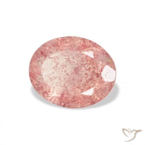 كوارتز الفراولة Medium Light-Pink طبيعي، بيضوي، 2.97 قيراط، شفاف