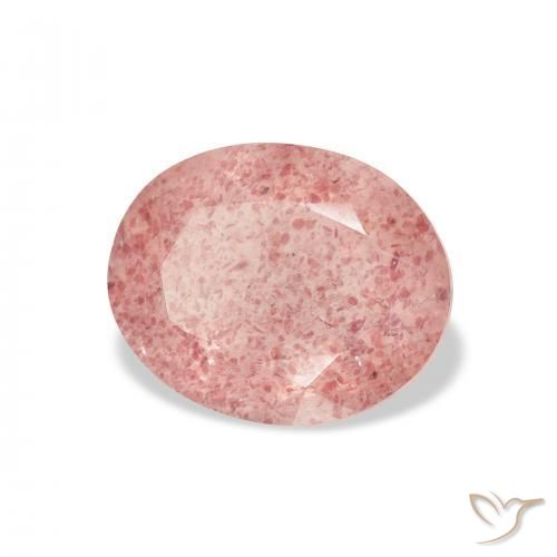 كوارتز الفراولة Medium Light-Pink طبيعي، بيضوي، 3.19 قيراط، شفاف