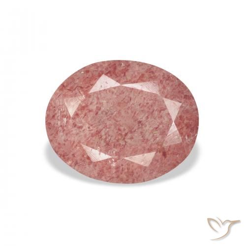2.95ct طبيعي وردى متوسط كوارتز الفراولة, بيضوي, شفاف