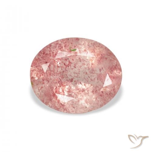 2.98ct طبيعي وردى زهرى فاتح كوارتز الفراولة, بيضوي, شفاف