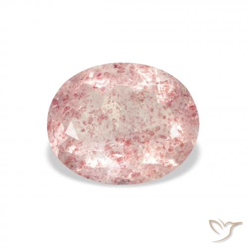2.96ct طبيعي وردى متوسط كوارتز الفراولة, بيضوي, شفاف