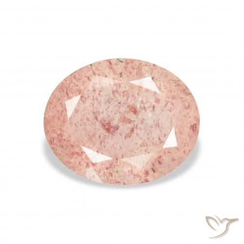 3.09ct طبيعي وردي فاتح كوارتز الفراولة, بيضوي, شفاف