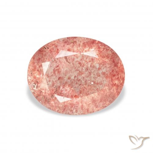 3.34ct طبيعي وردى توت العليق كوارتز الفراولة, بيضوي, شفاف