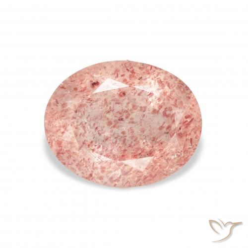 3.28ct طبيعي وردي فاتح كوارتز الفراولة, بيضوي, شفاف