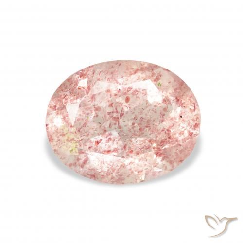 3.16ct طبيعي وردي فاتح كوارتز الفراولة, بيضوي, شفاف