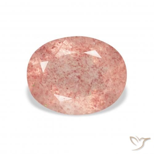 3.41ct طبيعي وردي فاتح كوارتز الفراولة, بيضوي, شفاف