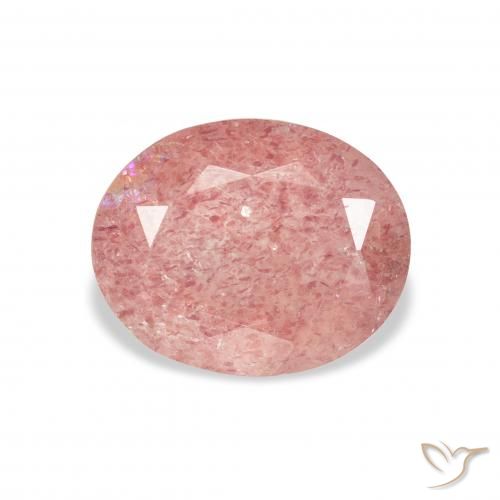 3.35ct طبيعي وردى زهرى كوارتز الفراولة, بيضوي, شفاف