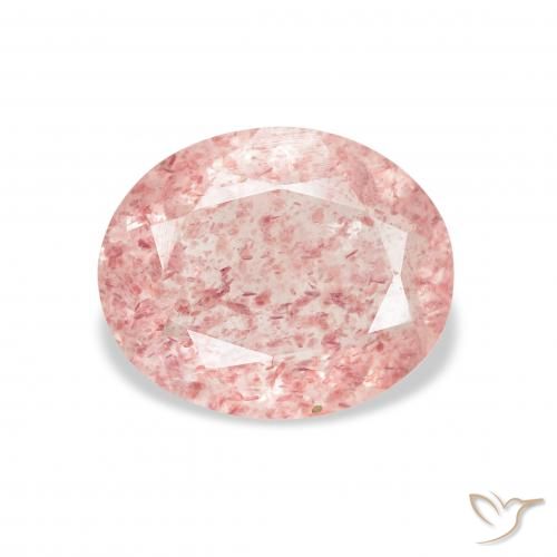 2.98ct طبيعي وردى ترابى كوارتز الفراولة, بيضوي, شفاف