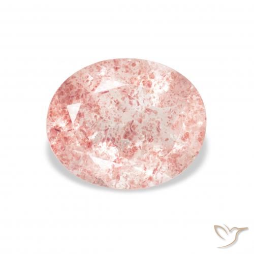 3.20ct طبيعي وردي فاتح كوارتز الفراولة, بيضوي, شفاف