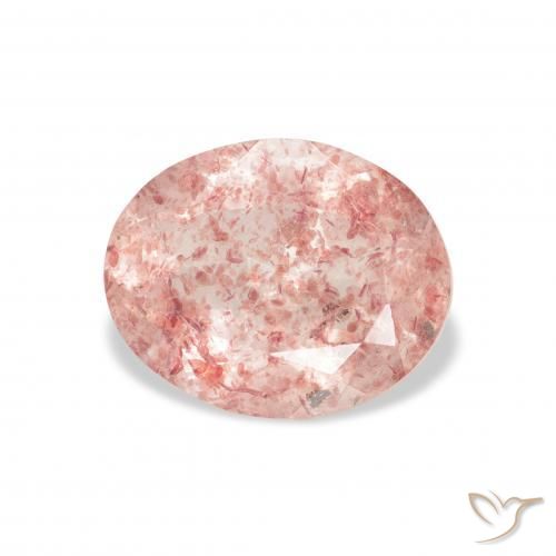 كوارتز الفراولة Medium Light-Pink طبيعي، بيضوي، 3.02 قيراط، شفاف