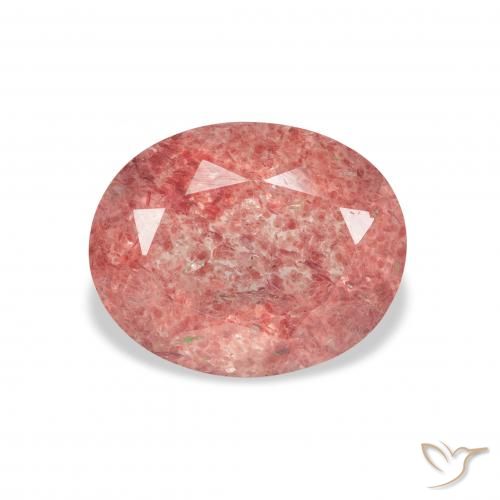 3.48ct طبيعي وردى توت العليق كوارتز الفراولة, بيضوي, شفاف