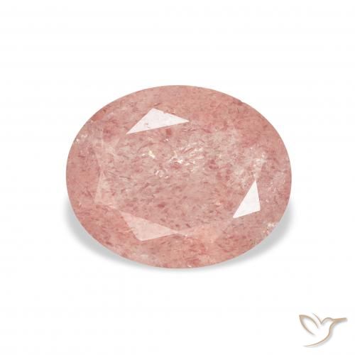 2.87ct طبيعي وردى ترابى كوارتز الفراولة, بيضوي, شفاف