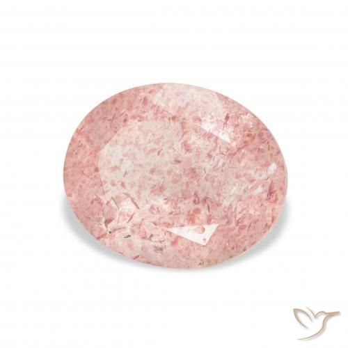 كوارتز الفراولة Medium Light-Pink طبيعي، بيضوي، 3.41 قيراط، شفاف