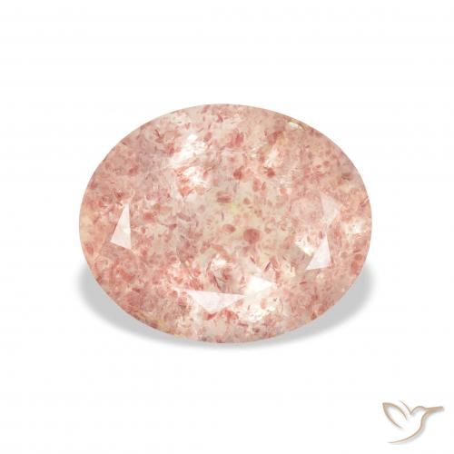 3.22ct طبيعي وردي فاتح كوارتز الفراولة, بيضوي, شفاف