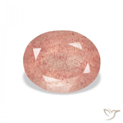 3.76ct طبيعي وردى توت العليق كوارتز الفراولة, بيضوي, شفاف