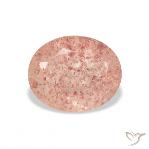 3.58ct طبيعي وردي فاتح كوارتز الفراولة, بيضوي, شفاف