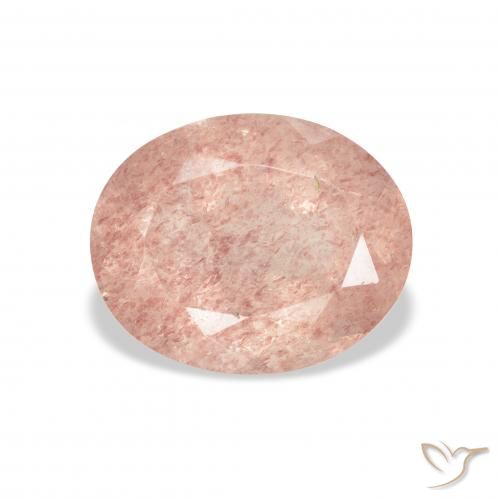 3.38ct طبيعي وردي فاتح كوارتز الفراولة, بيضوي, شفاف