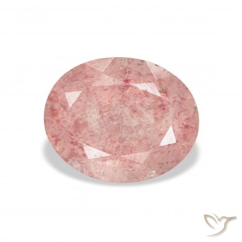 3.48ct طبيعي وردي فاتح كوارتز الفراولة, بيضوي, شفاف