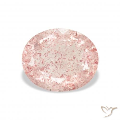3.34ct طبيعي وردي فاتح كوارتز الفراولة, بيضوي, شفاف