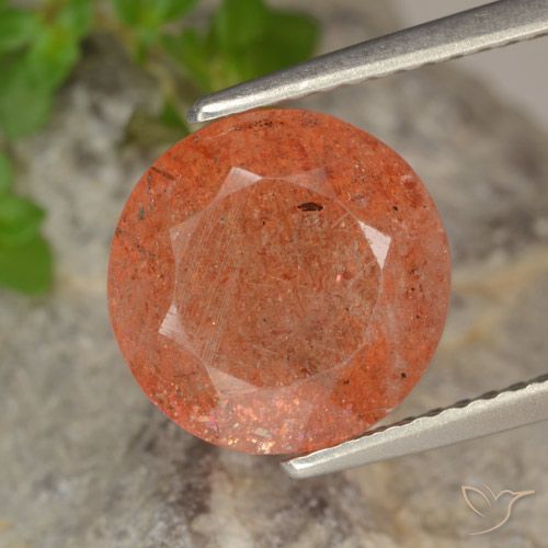 3.81ct طبيعي برتقالى متوسط حجر الشمس, دائري, نصف شفاف