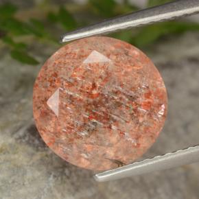 حجر الشمس برتقالى محمر طبيعي، قصة دائرى، 4.25 قيراط، نصف شفاف