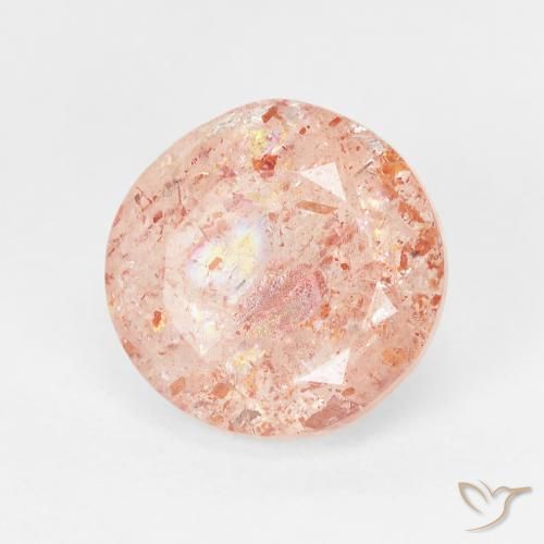 حجر الشمس Light Grapefruit Pink طبيعي، دائري، 3.45 قيراط، شفاف
