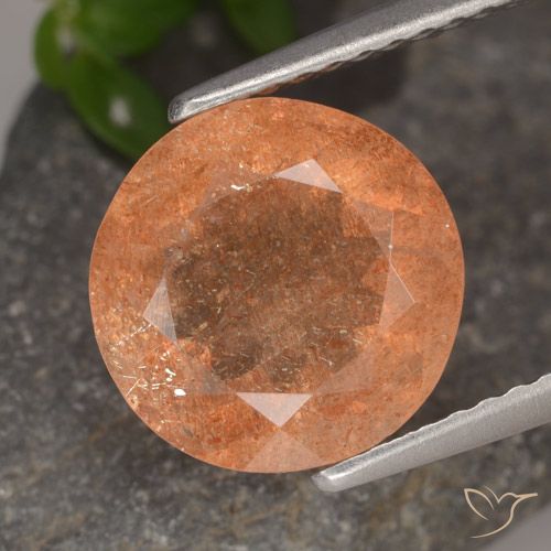 3.36ct طبيعي برتقالى متوسط حجر الشمس, دائري, نصف شفاف