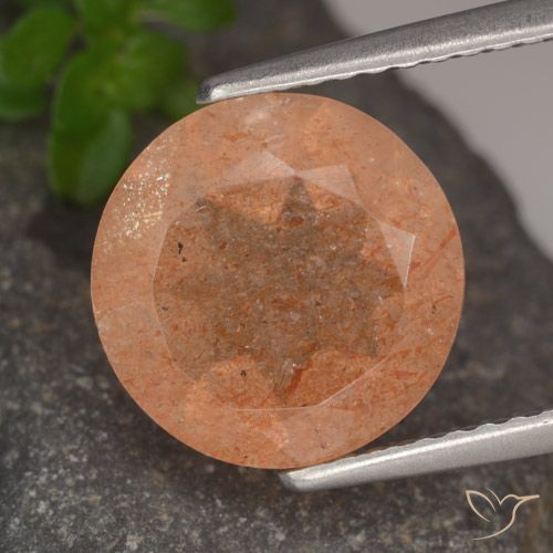3.41ct طبيعي برتقالي فاتح حجر الشمس, دائري, نصف شفاف