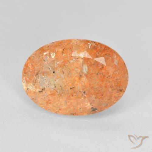 5.65ct طبيعي برتقالى متوسط حجر الشمس, بيضوي, نصف شفاف