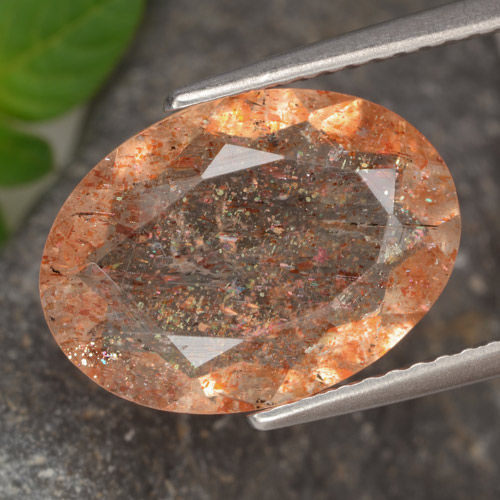 حجر الشمس برتقالى زنجبيلى طبيعي، قصة بيضاوى، 4.17 قيراط، شفاف
