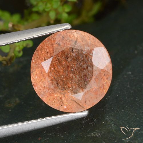 3.39ct طبيعي برتقالى زنجبيلى حجر الشمس, دائري, شفاف