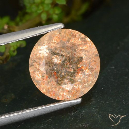 حجر الشمس برتقالي فاتح طبيعي، دائري، 3.56 قيراط، شفاف