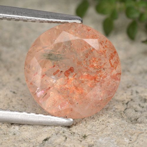 3.21ct طبيعي برتقالى زنجبيلى حجر الشمس, دائري, نصف شفاف
