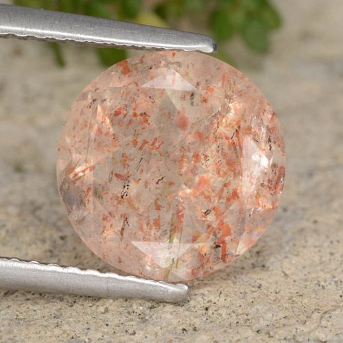 3.52ct طبيعي برتقالى خوخى حجر الشمس, دائري, شفاف, Photo A